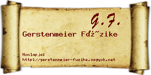 Gerstenmeier Füzike névjegykártya